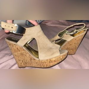 CARLOS By Carlos Santana Cork Suede Wedges